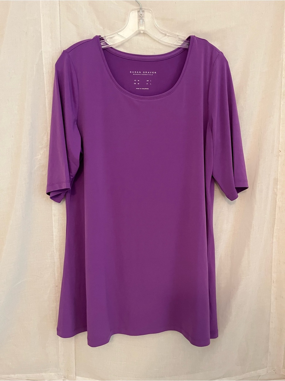 Susan Graver Plum Scoop Neck Elbow-Sleeve Knit Top